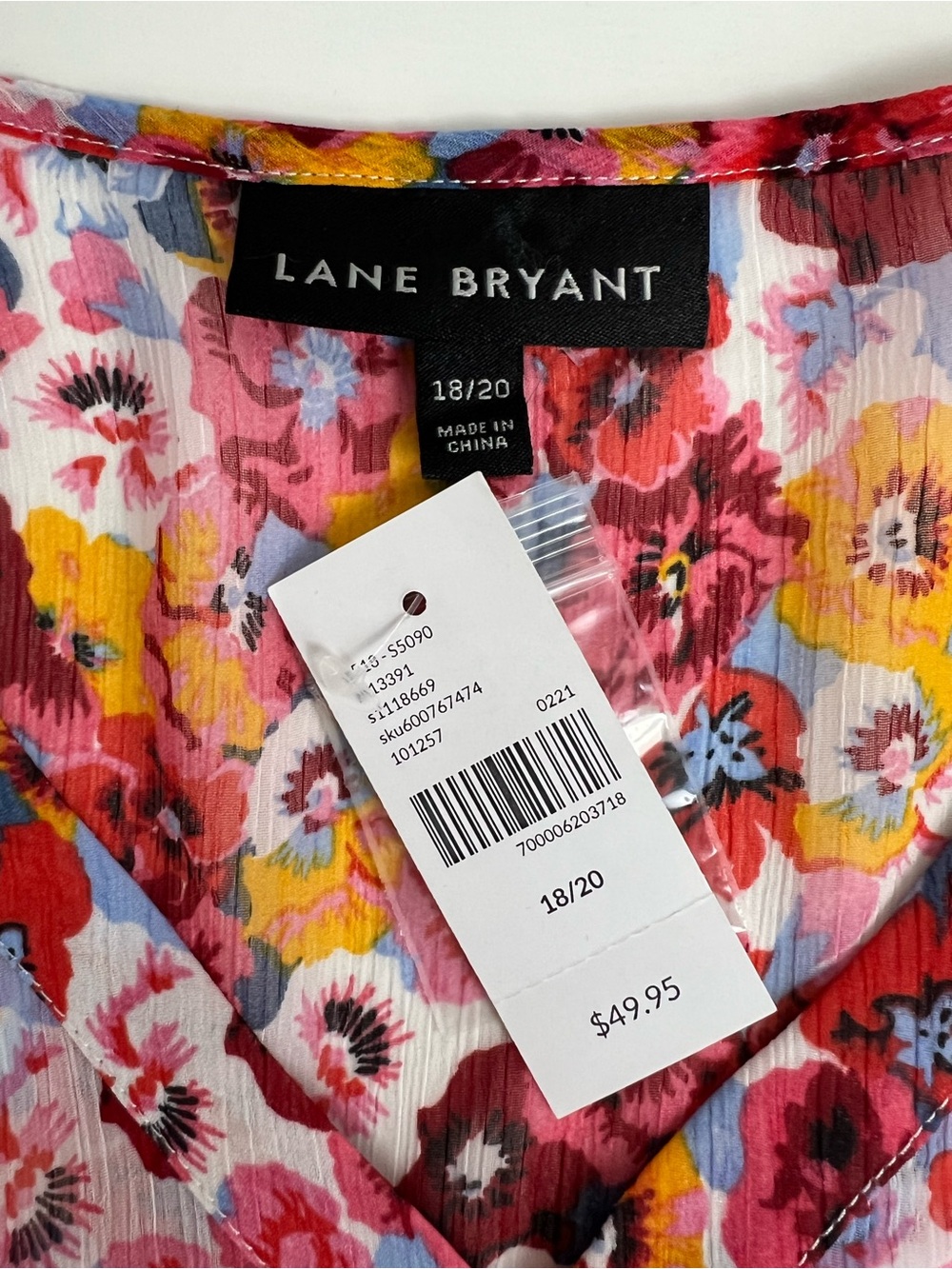 Lane Bryant Floral Babydoll Blouse Size 18/20 XXL Boho Peasant Top Tunic - Picture 5 of 6